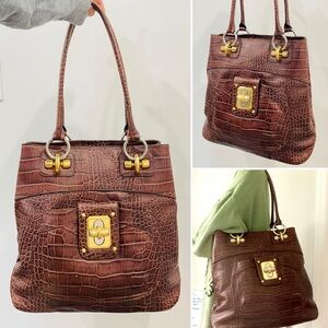 B. MAKOWSKY✨ XL Croc Embossed Leather Shoulder Bag